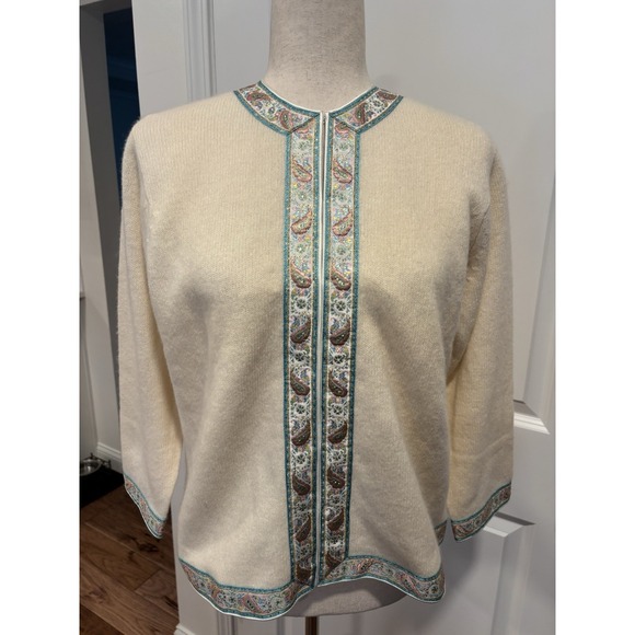 VTG Deans Lord & Taylor Hand Frame Knit Lambswool Angora Lined Sweater Sz L  42 - Picture 3 of 10